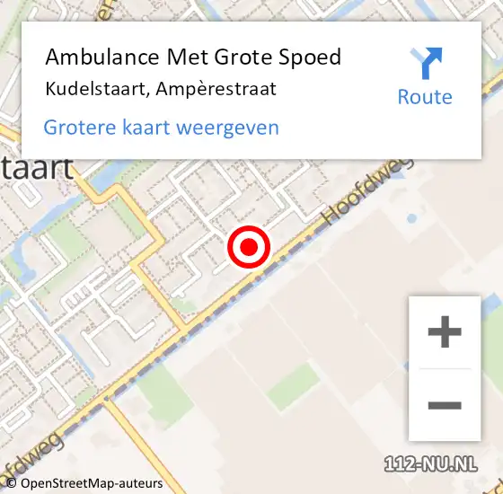 Locatie op kaart van de 112 melding: Ambulance Met Grote Spoed Naar Kudelstaart, Ampèrestraat op 27 juli 2024 19:22