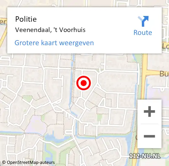 Locatie op kaart van de 112 melding: Politie Veenendaal, 't Voorhuis op 27 juli 2024 19:30