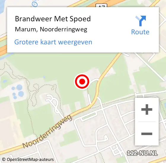 Locatie op kaart van de 112 melding: Brandweer Met Spoed Naar Marum, Noorderringweg op 27 juli 2024 19:31