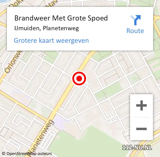 Locatie op kaart van de 112 melding: Brandweer Met Grote Spoed Naar IJmuiden, Planetenweg op 27 juli 2024 19:36