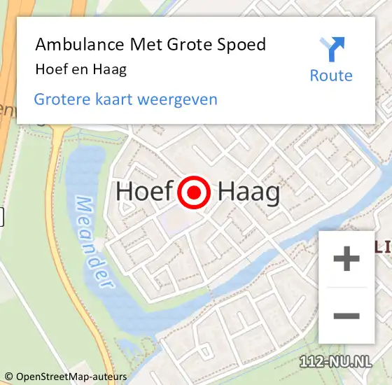 Locatie op kaart van de 112 melding: Ambulance Met Grote Spoed Naar Hoef en Haag op 27 juli 2024 19:48