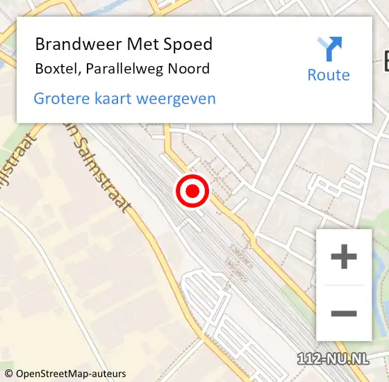 Locatie op kaart van de 112 melding: Brandweer Met Spoed Naar Boxtel, Parallelweg Noord op 27 juli 2024 19:54