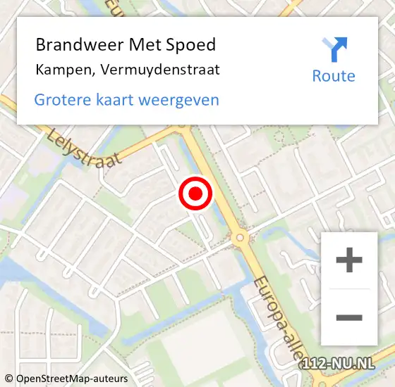 Locatie op kaart van de 112 melding: Brandweer Met Spoed Naar Kampen, Vermuydenstraat op 27 juli 2024 20:01