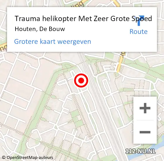 Locatie op kaart van de 112 melding: Trauma helikopter Met Zeer Grote Spoed Naar Houten, De Bouw op 27 juli 2024 20:06
