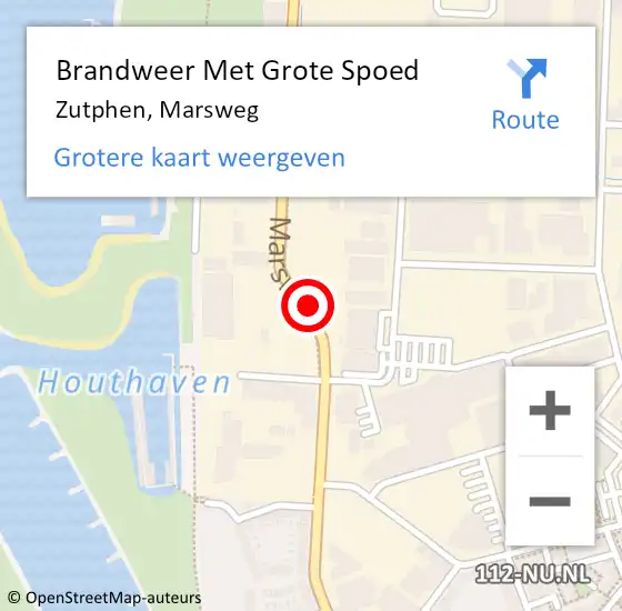 Locatie op kaart van de 112 melding: Brandweer Met Grote Spoed Naar Zutphen, Marsweg op 14 oktober 2014 14:20