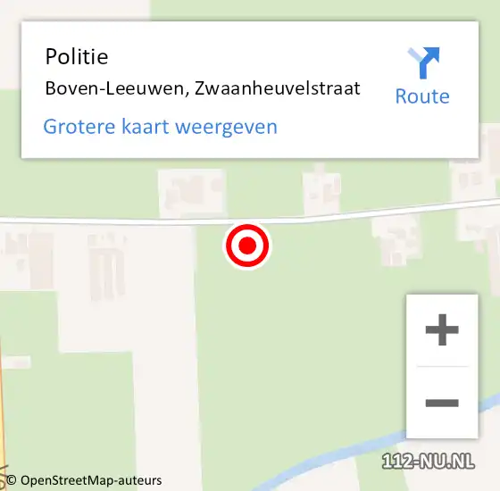 Locatie op kaart van de 112 melding: Politie Boven-Leeuwen, Zwaanheuvelstraat op 27 juli 2024 20:18