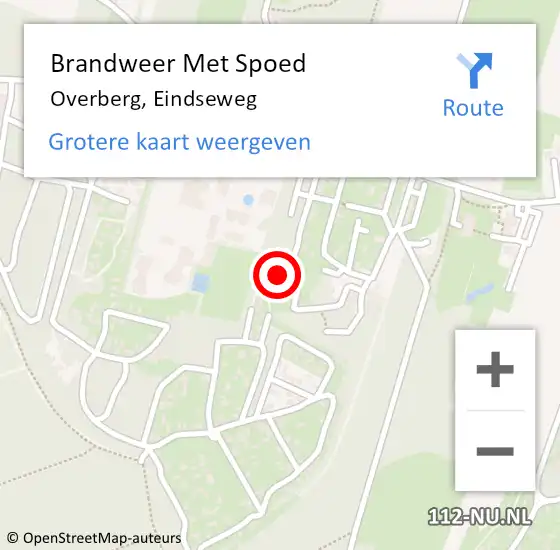 Locatie op kaart van de 112 melding: Brandweer Met Spoed Naar Overberg, Eindseweg op 27 juli 2024 20:25