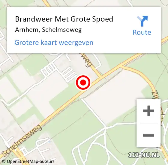 Locatie op kaart van de 112 melding: Brandweer Met Grote Spoed Naar Arnhem, Schelmseweg op 27 juli 2024 20:26