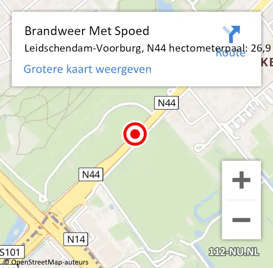 Locatie op kaart van de 112 melding: Brandweer Met Spoed Naar Leidschendam-Voorburg, N44 hectometerpaal: 26,9 op 27 juli 2024 20:32