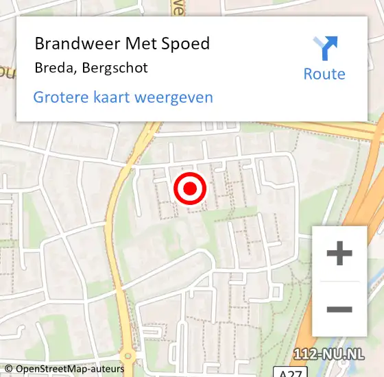 Locatie op kaart van de 112 melding: Brandweer Met Spoed Naar Breda, Bergschot op 27 juli 2024 20:52