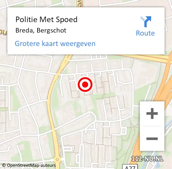 Locatie op kaart van de 112 melding: Politie Met Spoed Naar Breda, Bergschot op 27 juli 2024 20:56