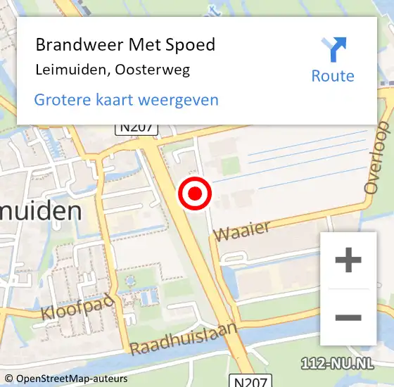 Locatie op kaart van de 112 melding: Brandweer Met Spoed Naar Leimuiden, Oosterweg op 27 juli 2024 21:15