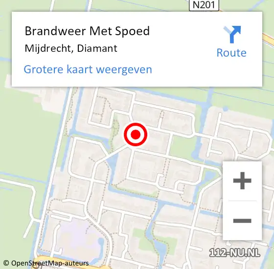 Locatie op kaart van de 112 melding: Brandweer Met Spoed Naar Mijdrecht, Diamant op 27 juli 2024 21:30