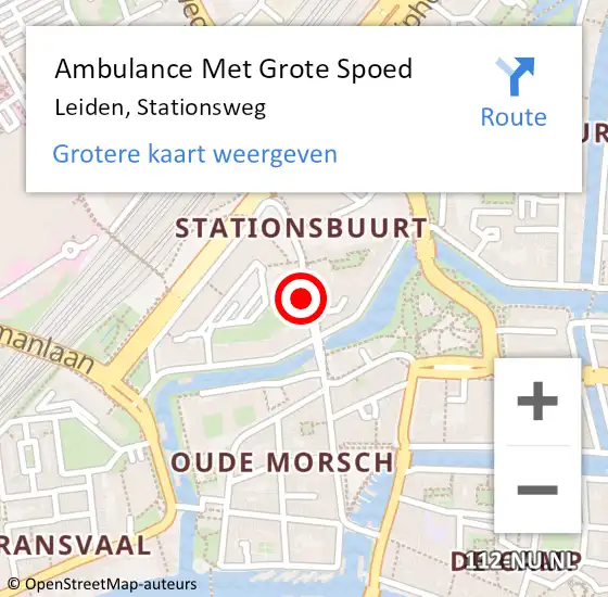 Locatie op kaart van de 112 melding: Ambulance Met Grote Spoed Naar Leiden, Stationsweg op 27 juli 2024 21:30