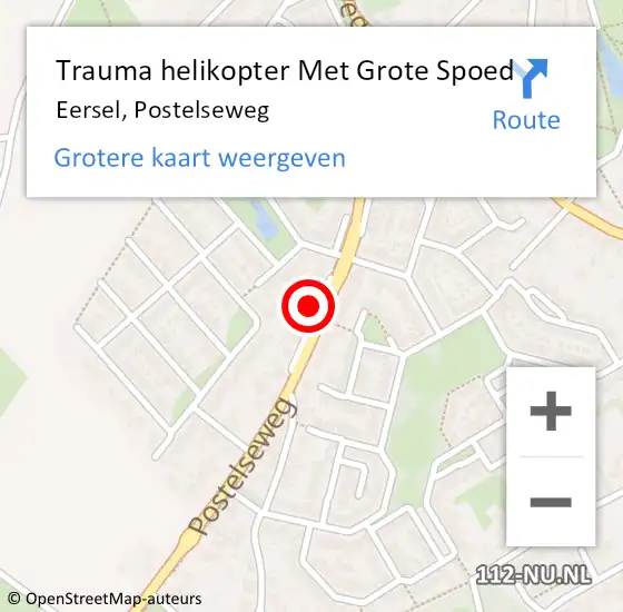 Locatie op kaart van de 112 melding: Trauma helikopter Met Grote Spoed Naar Eersel, Postelseweg op 27 juli 2024 21:33