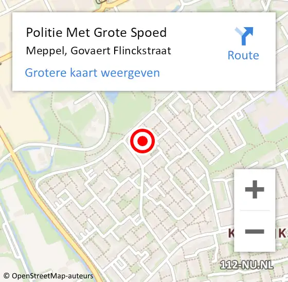 Locatie op kaart van de 112 melding: Politie Met Grote Spoed Naar Meppel, Govaert Flinckstraat op 27 juli 2024 21:35