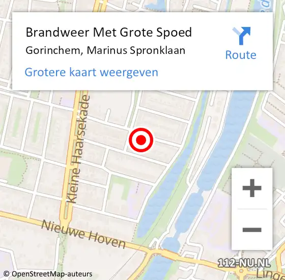 Locatie op kaart van de 112 melding: Brandweer Met Grote Spoed Naar Gorinchem, Marinus Spronklaan op 27 juli 2024 21:49