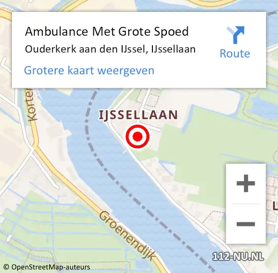 Locatie op kaart van de 112 melding: Ambulance Met Grote Spoed Naar Ouderkerk aan den IJssel, IJssellaan op 27 juli 2024 22:05