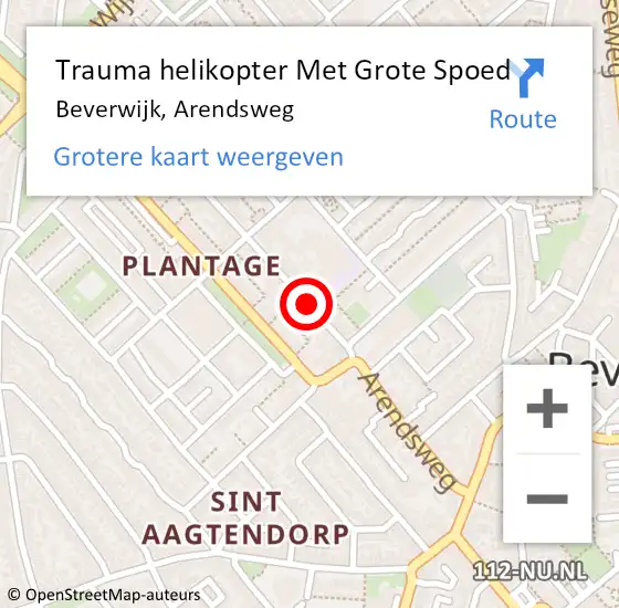 Locatie op kaart van de 112 melding: Trauma helikopter Met Grote Spoed Naar Beverwijk, Arendsweg op 27 juli 2024 22:10