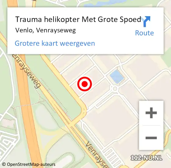 Locatie op kaart van de 112 melding: Trauma helikopter Met Grote Spoed Naar Venlo, Venrayseweg op 27 juli 2024 22:17