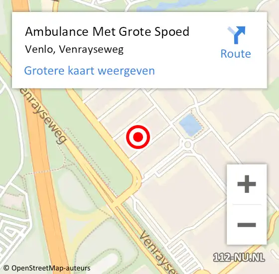 Locatie op kaart van de 112 melding: Ambulance Met Grote Spoed Naar Venlo, Venrayseweg op 27 juli 2024 22:19