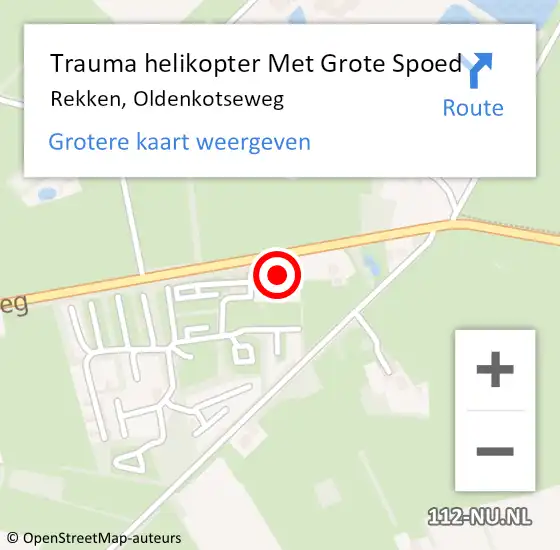 Locatie op kaart van de 112 melding: Trauma helikopter Met Grote Spoed Naar Rekken, Oldenkotseweg op 27 juli 2024 22:28