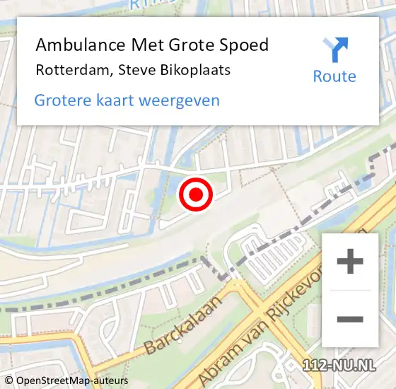 Locatie op kaart van de 112 melding: Ambulance Met Grote Spoed Naar Rotterdam, Steve Bikoplaats op 27 juli 2024 22:31