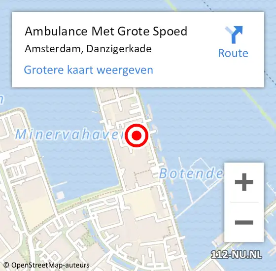 Locatie op kaart van de 112 melding: Ambulance Met Grote Spoed Naar Amsterdam, Danzigerkade op 27 juli 2024 22:54