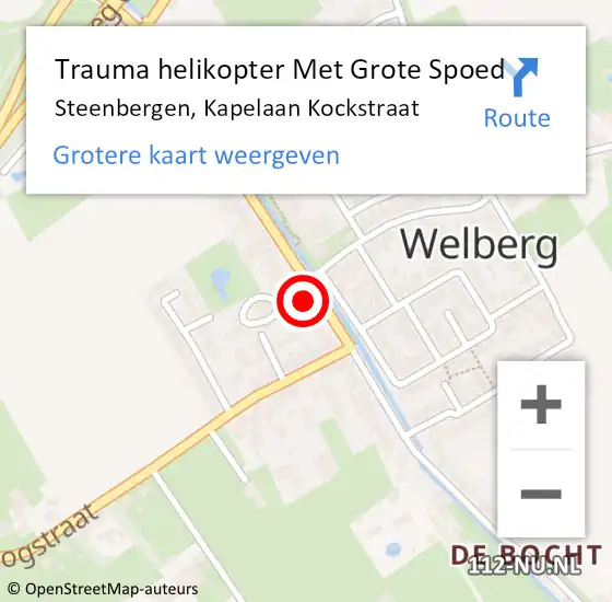 Locatie op kaart van de 112 melding: Trauma helikopter Met Grote Spoed Naar Steenbergen, Kapelaan Kockstraat op 27 juli 2024 22:56