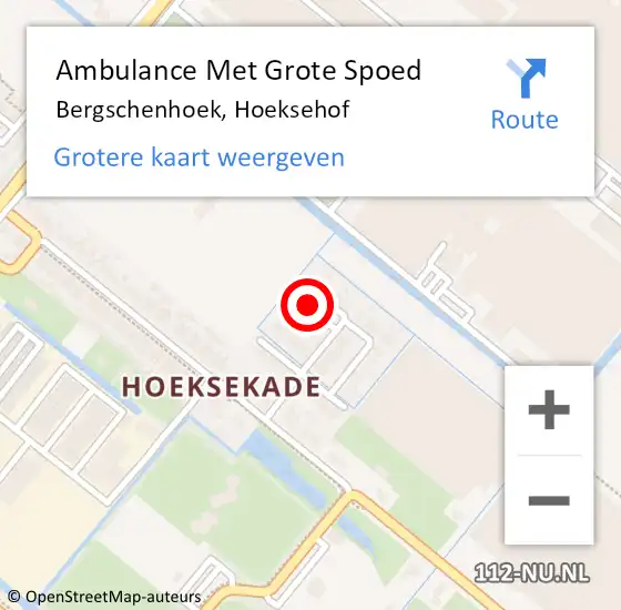 Locatie op kaart van de 112 melding: Ambulance Met Grote Spoed Naar Bergschenhoek, Hoeksehof op 27 juli 2024 23:08