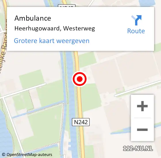 Locatie op kaart van de 112 melding: Ambulance Heerhugowaard, Westerweg op 27 juli 2024 23:13