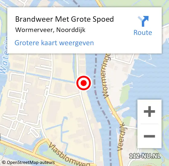 Locatie op kaart van de 112 melding: Brandweer Met Grote Spoed Naar Wormerveer, Noorddijk op 27 juli 2024 23:31