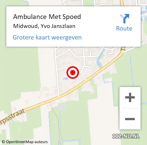 Locatie op kaart van de 112 melding: Ambulance Met Spoed Naar Midwoud, Yvo Janszlaan op 28 juli 2024 00:03