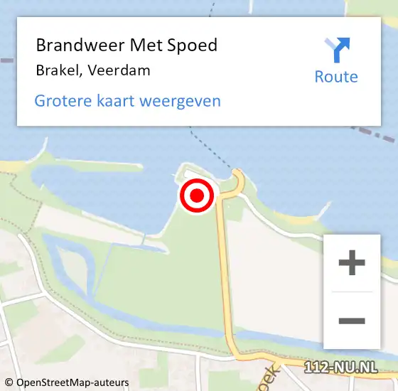 Locatie op kaart van de 112 melding: Brandweer Met Spoed Naar Brakel, Veerdam op 28 juli 2024 00:10