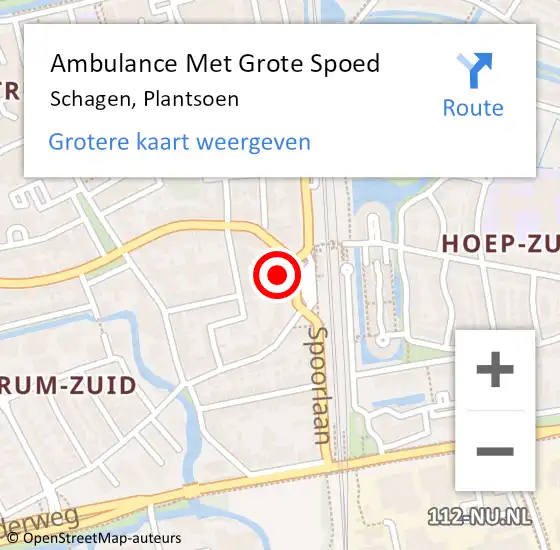 Locatie op kaart van de 112 melding: Ambulance Met Grote Spoed Naar Schagen, Plantsoen op 28 juli 2024 00:24