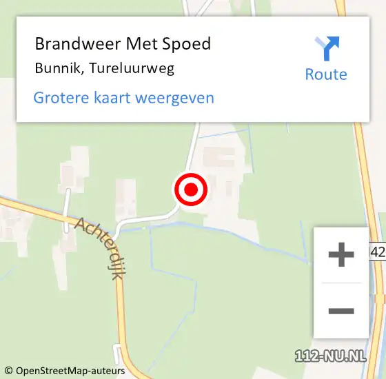 Locatie op kaart van de 112 melding: Brandweer Met Spoed Naar Bunnik, Tureluurweg op 28 juli 2024 00:28