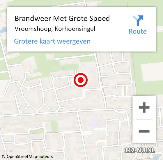 Locatie op kaart van de 112 melding: Brandweer Met Grote Spoed Naar Vroomshoop, Korhoensingel op 28 juli 2024 00:57