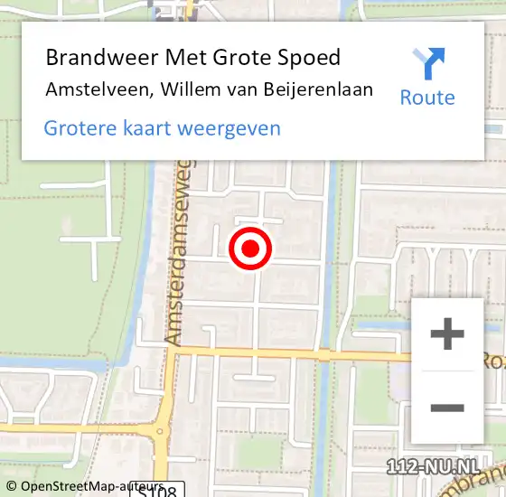 Locatie op kaart van de 112 melding: Brandweer Met Grote Spoed Naar Amstelveen, Willem van Beijerenlaan op 28 juli 2024 01:14