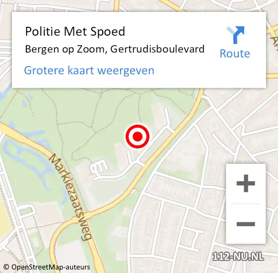 Locatie op kaart van de 112 melding: Politie Met Spoed Naar Bergen op Zoom, Gertrudisboulevard op 28 juli 2024 01:24