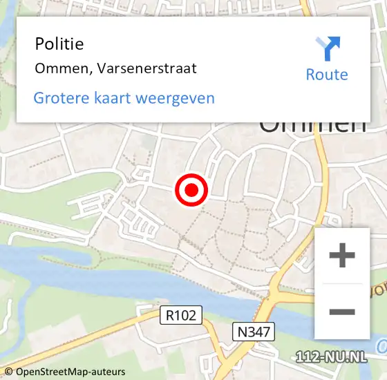 Locatie op kaart van de 112 melding: Politie Ommen, Varsenerstraat op 28 juli 2024 01:33