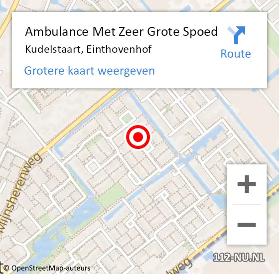 Locatie op kaart van de 112 melding: Ambulance Met Zeer Grote Spoed Naar Kudelstaart, Einthovenhof op 28 juli 2024 01:55