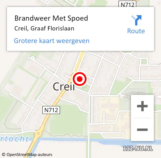 Locatie op kaart van de 112 melding: Brandweer Met Spoed Naar Creil, Graaf Florislaan op 28 juli 2024 02:10