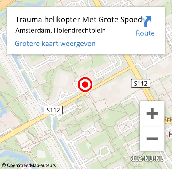 Locatie op kaart van de 112 melding: Trauma helikopter Met Grote Spoed Naar Amsterdam, Holendrechtplein op 28 juli 2024 03:15