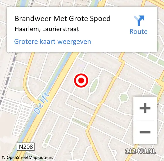 Locatie op kaart van de 112 melding: Brandweer Met Grote Spoed Naar Haarlem, Laurierstraat op 28 juli 2024 03:23