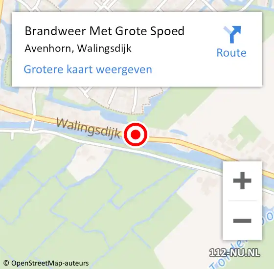 Locatie op kaart van de 112 melding: Brandweer Met Grote Spoed Naar Avenhorn, Walingsdijk op 28 juli 2024 03:33