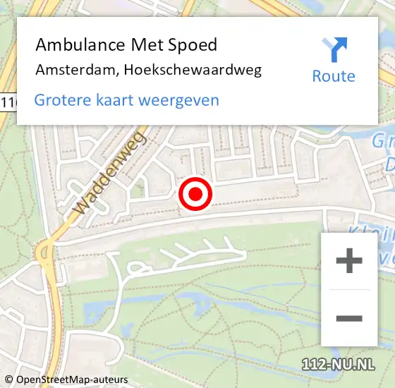 Locatie op kaart van de 112 melding: Ambulance Met Spoed Naar Amsterdam, Hoekschewaardweg op 28 juli 2024 04:10