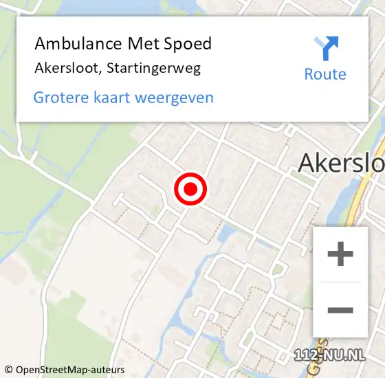 Locatie op kaart van de 112 melding: Ambulance Met Spoed Naar Akersloot, Startingerweg op 28 juli 2024 06:43