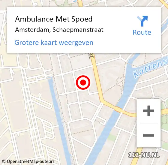 Locatie op kaart van de 112 melding: Ambulance Met Spoed Naar Amsterdam, Schaepmanstraat op 28 juli 2024 06:47