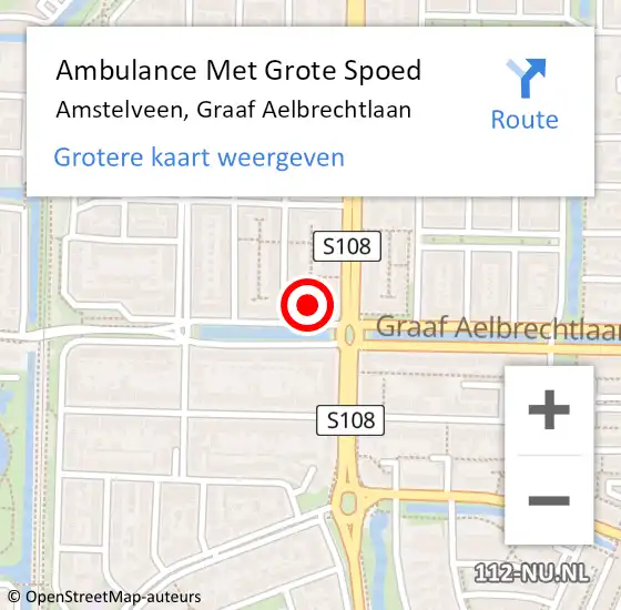 Locatie op kaart van de 112 melding: Ambulance Met Grote Spoed Naar Amstelveen, Graaf Aelbrechtlaan op 28 juli 2024 06:50