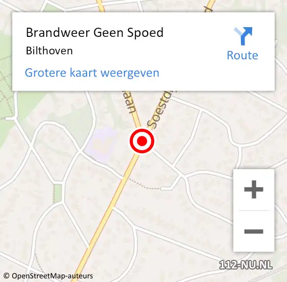 Locatie op kaart van de 112 melding: Brandweer Geen Spoed Naar Bilthoven op 28 juli 2024 06:58